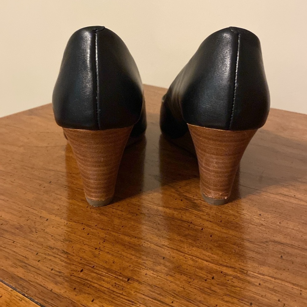 Black Peep Toe Wedges - Picture 6 of 8